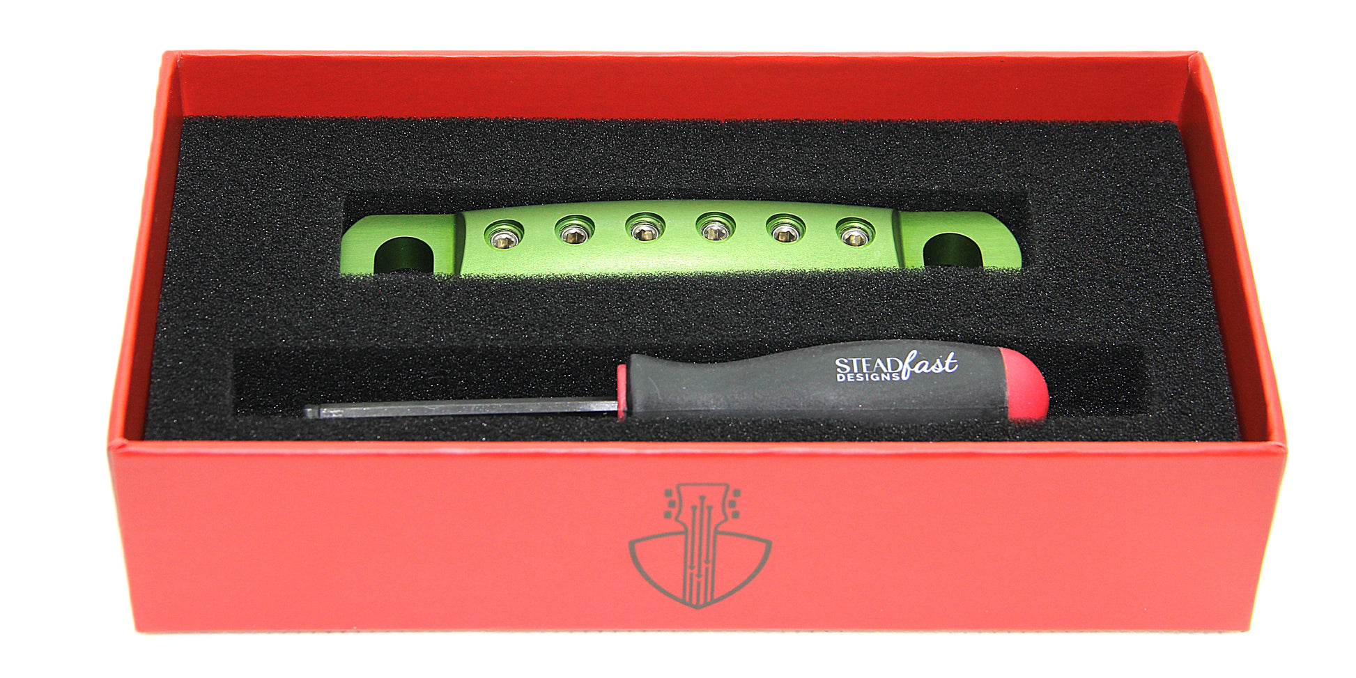 Green stopbar in box with branded hex tool.